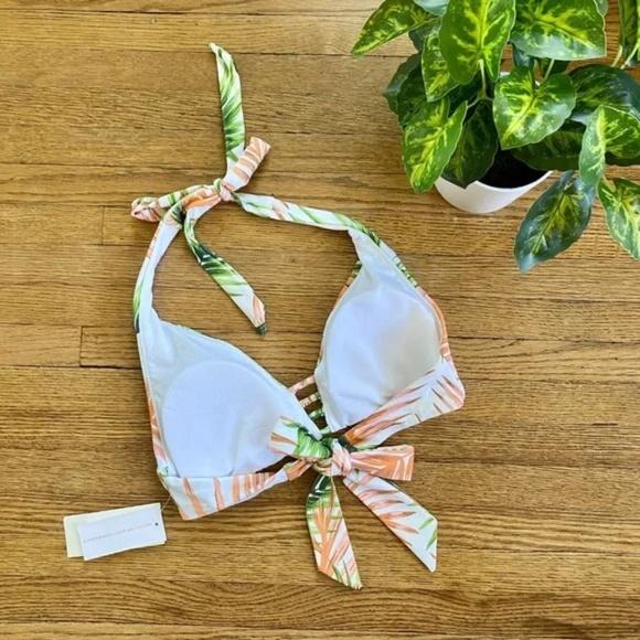 Raisins NWT Palm Bralette Halter Bikini Swim Top Hawaii Tropical Print Size M - Picture 7 of 9